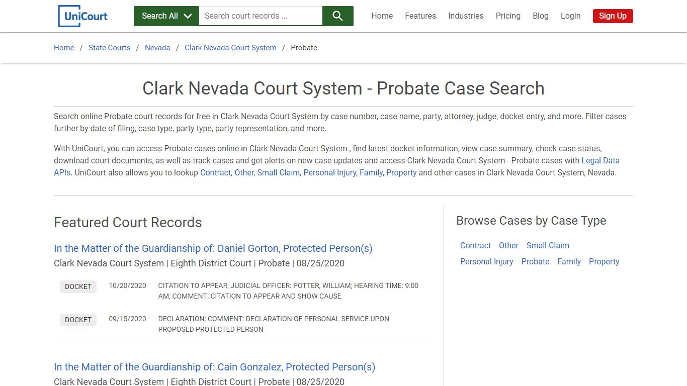 Probate Case Search - Clark Nevada Court System, Nevada
